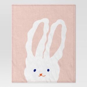 Easter Bunny Plush Throw Blanket Pink/White - Room Essentials